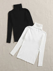 2PCS SOLID TURTLENECK TOP