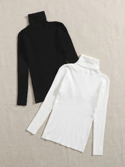 2PCS SOLID TURTLENECK TOP