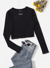 LETTUCE TRIM SOLID CROP TOP