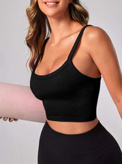 YOGA BASIC RIBBED KNIT CROP SPORTS CAMI TOP
