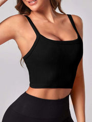 YOGA BASIC RIBBED KNIT CROP SPORTS CAMI TOP