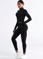 Women's Zipper Half-Zip Slim Fit Sports Set