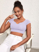NOTCHED NECK CROP TEE