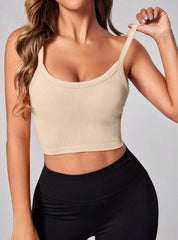 YOGA BASIC RIBBED KNIT CROP SPORTS CAMI TOP