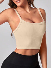 YOGA BASIC RIBBED KNIT CROP SPORTS CAMI TOP