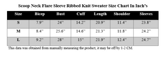 SCOOP NECK FLARE SLEEVE RIBBED KNIT TEE