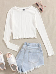 LETTUCE TRIM SOLID CROP TOP