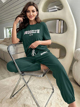 LETTER GRAPHIC DROP SHOULDER TEE & DRAWSTRING WAIST PANT