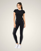 YOGA TRENDY CONTRAST BINDING SPORTS TRACKSUIT SET | GYM WEAR