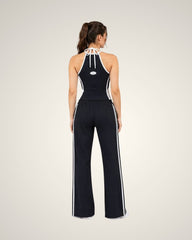 SLEEVELESS HALTER TOP & WIDE-LEG TRACK PANTS SET