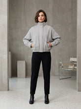GINGHAM CHECK FUNNEL NECK BOMBER JACKET