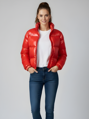 WOMEN’S HIGH-SHINE QUILTED PUFFER JACKET