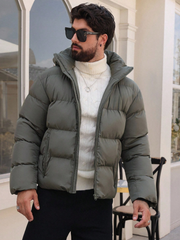 MEN'S HOODED, DRAWSTRING PADDED COAT
