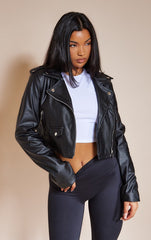 BASIC FAUX LEATHER BIKER JACKET