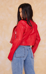 BASIC FAUX LEATHER BIKER JACKET