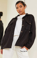 PLUS BLACK POCKET FRONT SHACKET