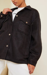 PLUS BLACK POCKET FRONT SHACKET