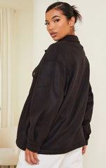 PLUS BLACK POCKET FRONT SHACKET