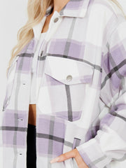 PLUS LILAC CHECKED POCKET FRONT SHACKET
