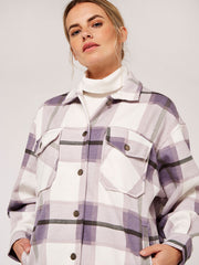 PLUS LILAC CHECKED POCKET FRONT SHACKET