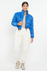 PADDED CROP PUFFER JACKET- ROYAL BLUE