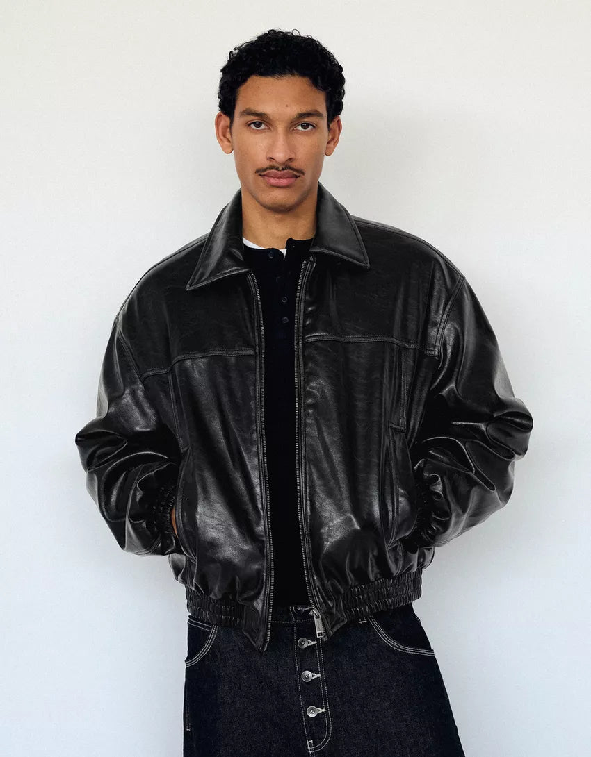 MEN'S LEATHER EFFECT JACKET