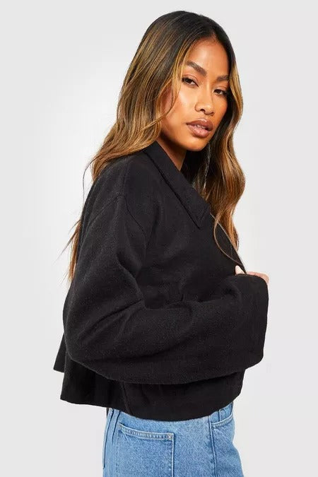 ZIP THROUGH COLLARED JACKET
