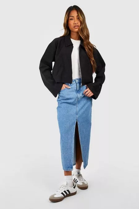 ZIP THROUGH COLLARED JACKET