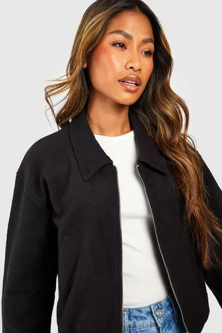 ZIP THROUGH COLLARED JACKET