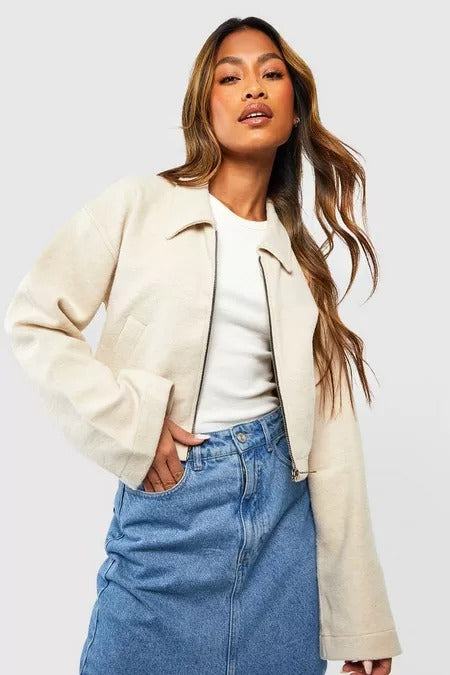 ZIP THROUGH COLLARED JACKET