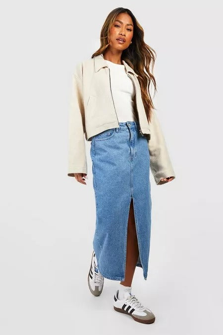 ZIP THROUGH COLLARED JACKET