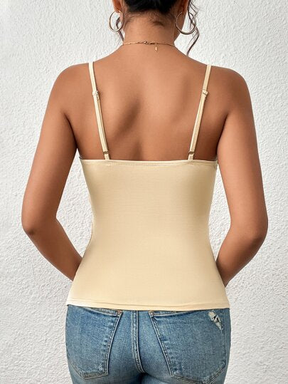 Solid Ruched Crossover Cami Top