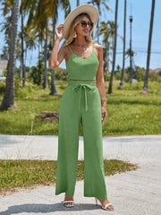 Women  Solid Cami Top & Wide Leg Pants Two Piece