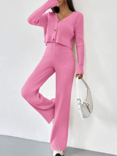 RIBBED KNIT COORD SET