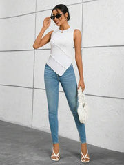 Women's Casual Asymmetric Design Cut Out Tank Top