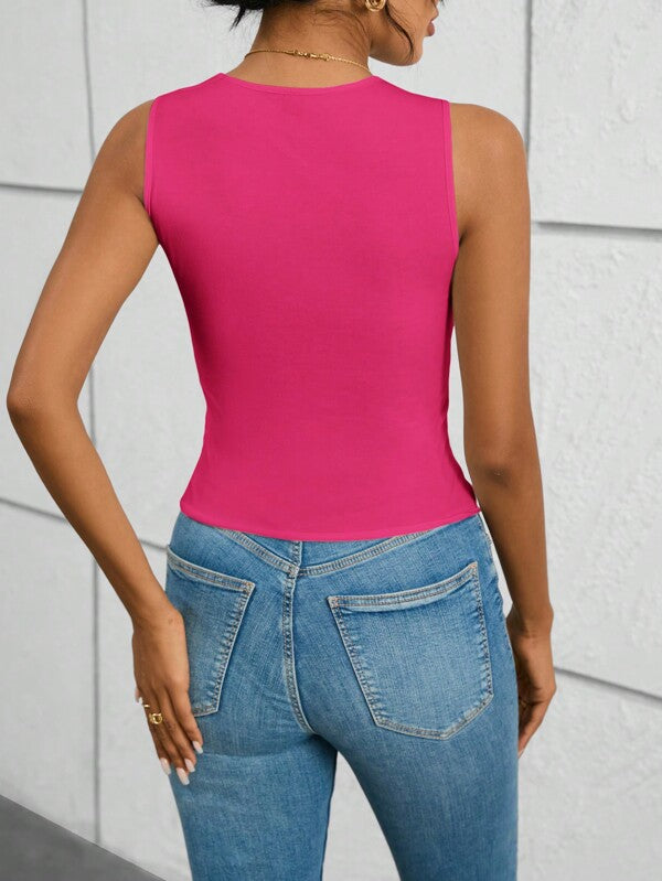 Women's Casual Asymmetric Design Cut Out Tank Top