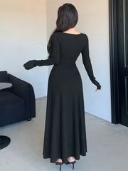 BOWKNOT LONG SLEEVE DRESS