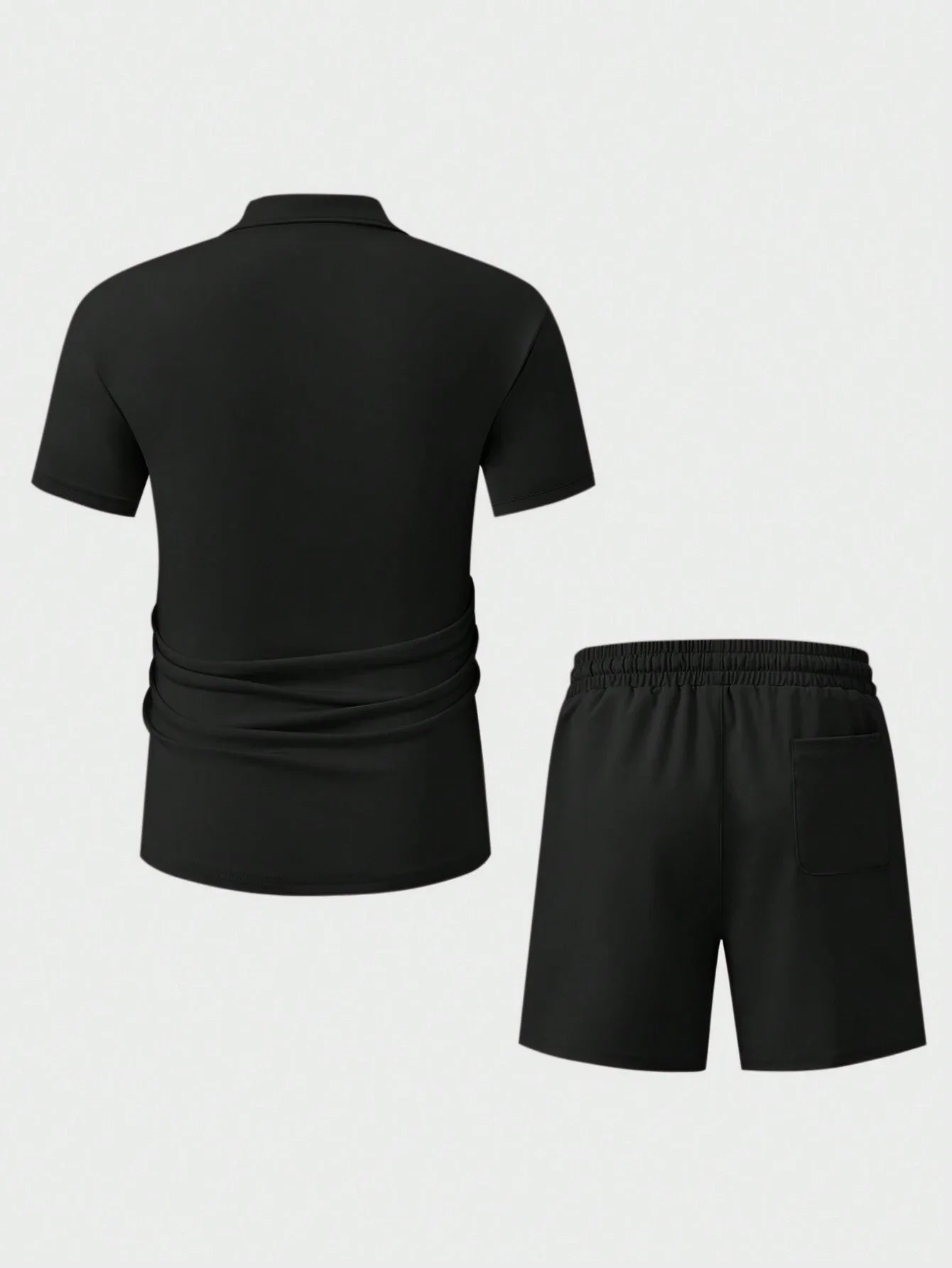 MEN'S CASUAL SOLID COLOR SHORT SLEEVE POLO SHIRT & SHORTS SET