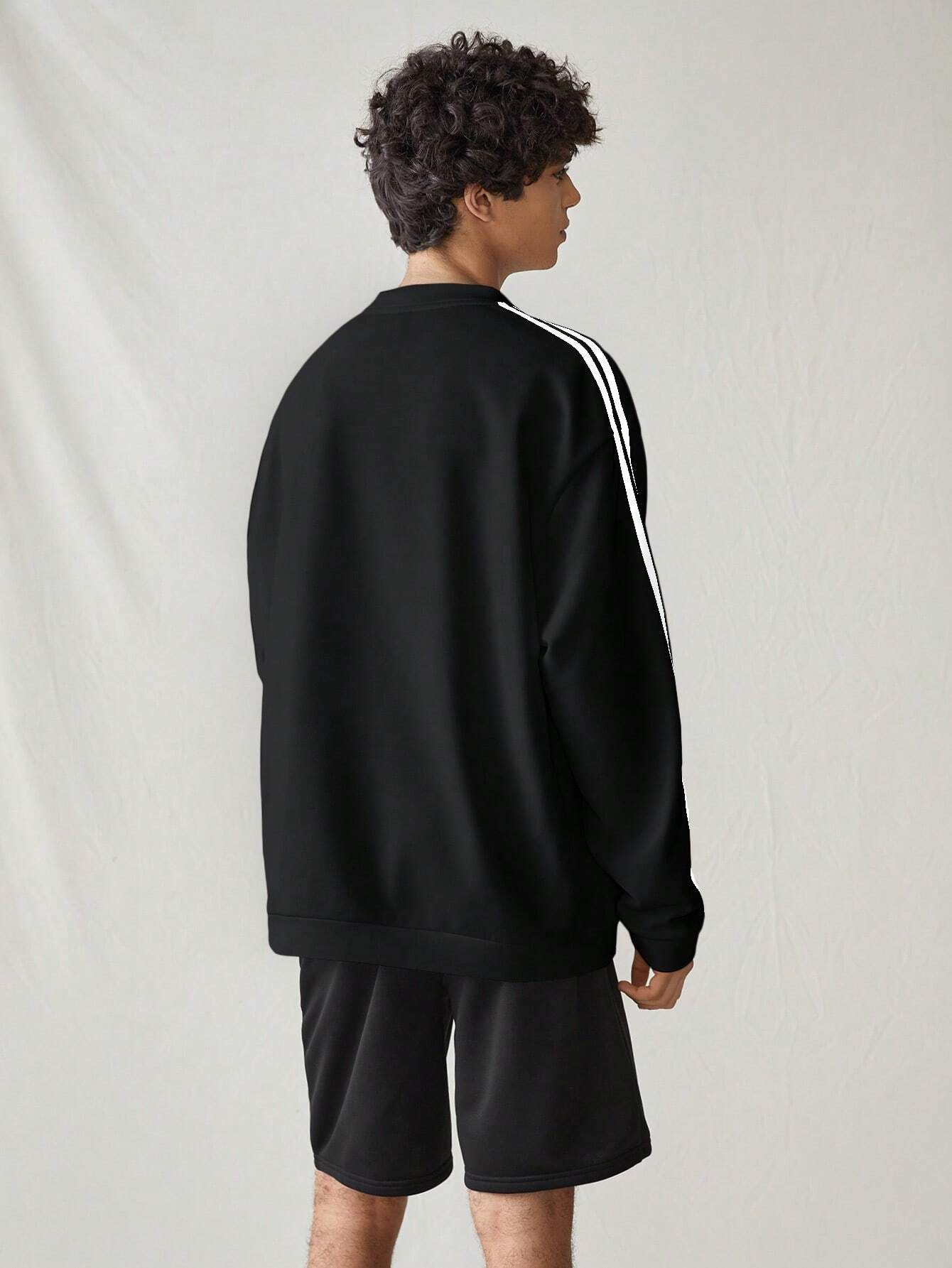 MEN COLORBLOCK STRIPED PATCHED CASUAL LONG SLEEVE SWEATSHIRT