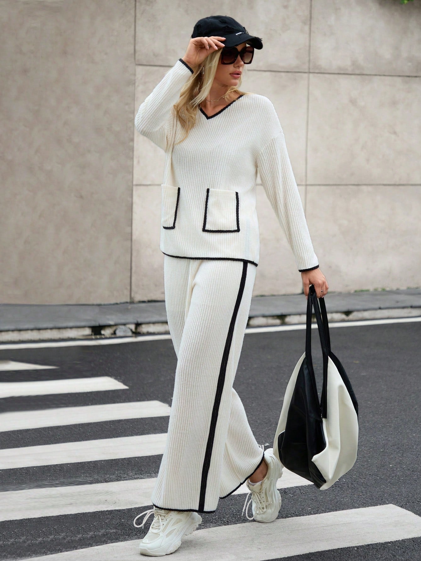 Casual Straight Leg Long Sleeve Top & Pants Set