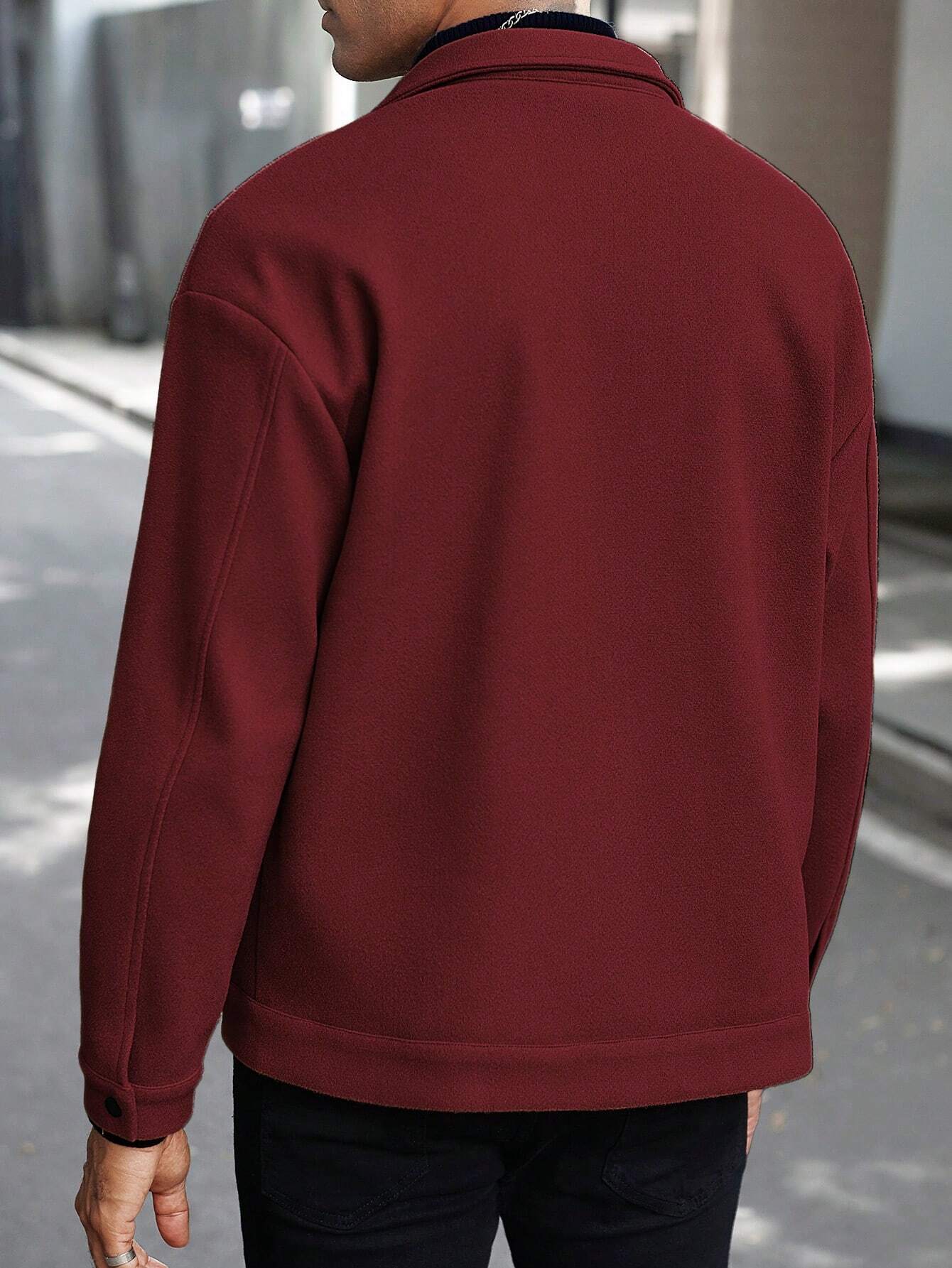 MEN'S CASUAL BUTTON-FRONT DROP SHOULDER COAT
