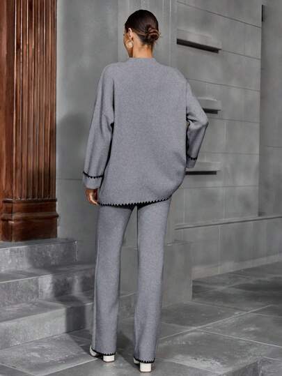 Women's Simple Casual Knit Sweater Set