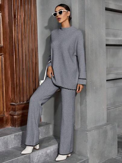 Women's Simple Casual Knit Sweater Set