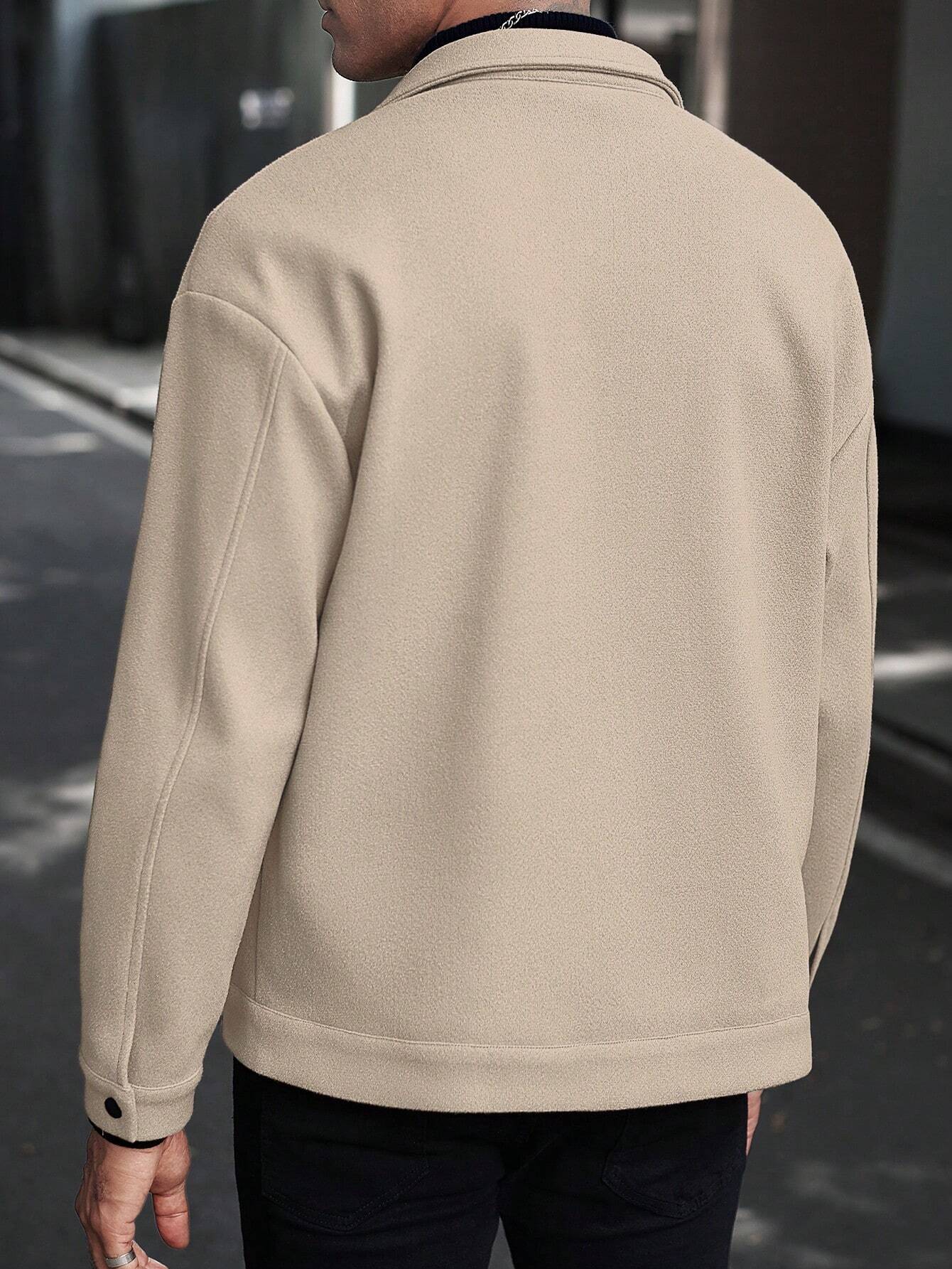 MEN'S CASUAL BUTTON-FRONT DROP SHOULDER COAT