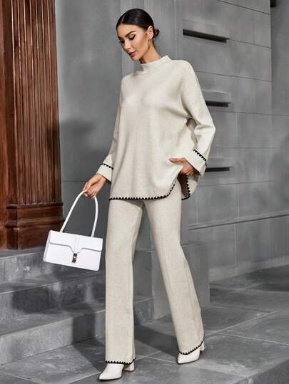 Women's Simple Casual Knit Sweater Set