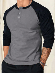 MEN'S CASUAL COLORBLOCK LONG SLEEVE T-SHIRT