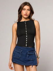 ROUND NECK FITTED CASUAL TANK TOP