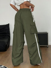 BASIC FLAP POCKET SIDE DRAWSTRING WAIST CARGO PANTS