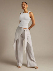 TWIST PLEATED SLEEVELESS CASUAL TANK TOP