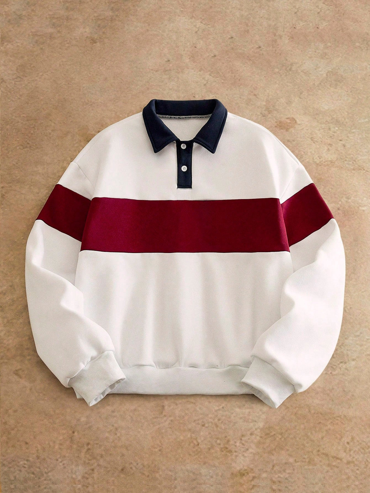 MEN'S CASUAL LOOSE FIT POLO LONG SLEEVE SWEATSHIRT